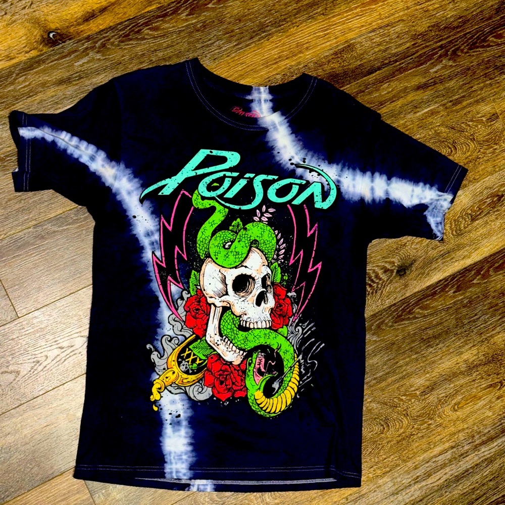 Poison Navy Tie-dye skull Emo graphic T-shirt